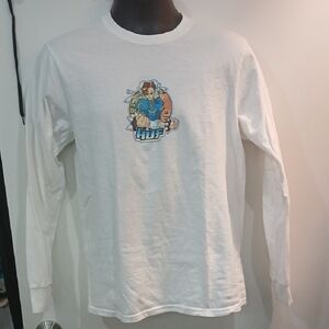 HUF White Long Sleeve Tee with Street Fighter Graphic